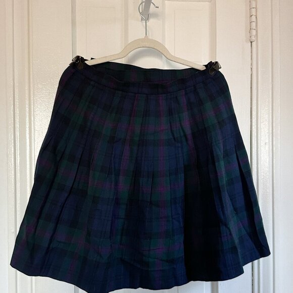 VTG Jones New York Tartan Wool Wrap Skirt 14 Tartan Plaid Pleated Fringe VINTAGE - Picture 5 of 11